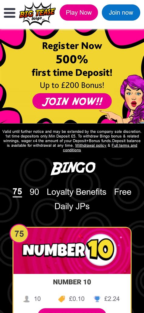 Big Tease Bingo Casino Bonus